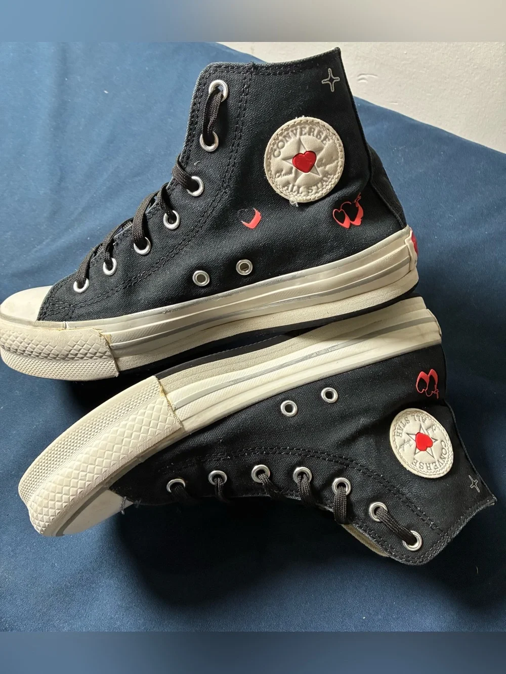 Converse Black High-Top Sneakers with White Toe and Sole